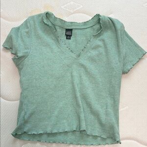 Wild Fable Mint Ribbed V-Neck Top